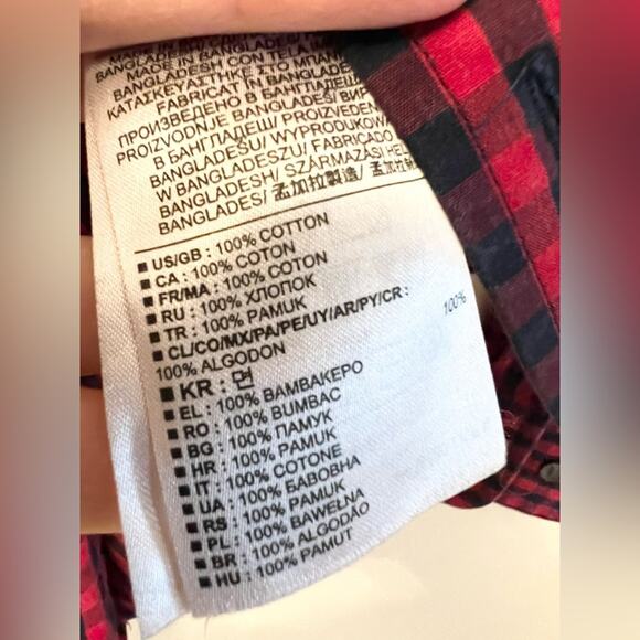 Banana republic red and black buffalo checkered button up casual mens shirt - Picture 4 of 7